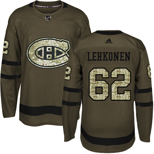 Adidas Canadiens #62 Artturi Lehkonen Green Salute to Service Stitched NHL Jersey - Click Image to Close